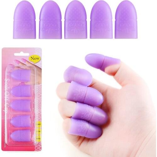 5 pcs/set Nail Polish Remover Nail Art Soak Off Clip Remover Silicone Unloading Finger Sleeve Nail Polish Removal Nail Art Tips