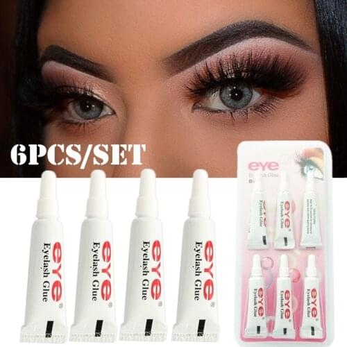 6Pcs False Eyelashes Makeup Adhesive False Eyelash Glue Clear-white Dark-black Waterproof Eye Lash Cosmetic Tools
