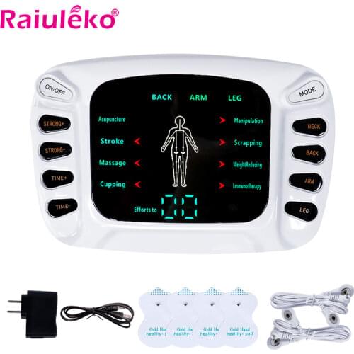 Tens Acupuncture Electronic Pulse Massager EMS Muscle Stimulator 8 Modes Dual Output Meridian Physiotherapy Apparatus Massager
