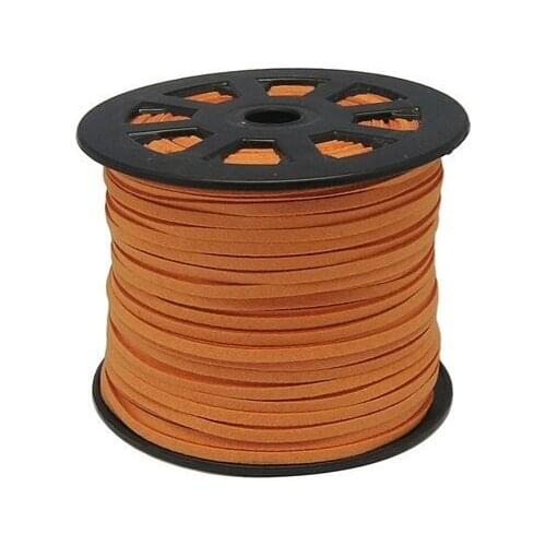 Free Shipping 100Yds Orange Flat faux Leather suede cord, 3mm,Orange faux suede cord for bracelets 3mm