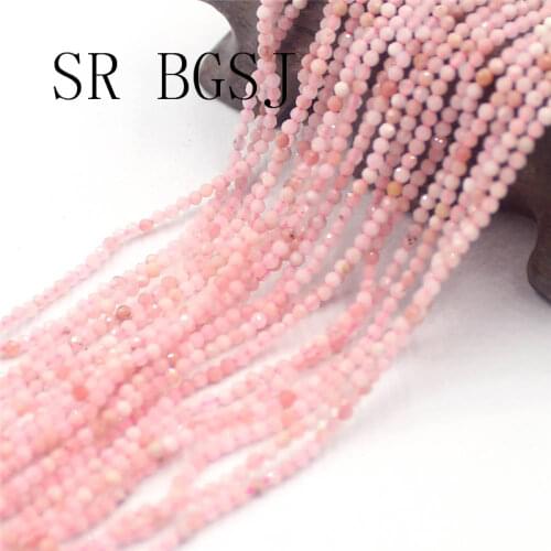 Free Shipping SR 2mm Faceted Pink Opal Gemstone Stone Spacer Bail Seed Round DIY Seed Beads Strand 15"