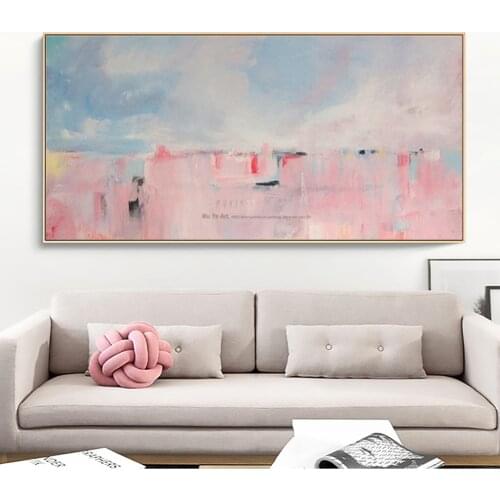 Large abstract painting canvas art decorative painting hand painted canvas oil painting Pink wall pictures for living room