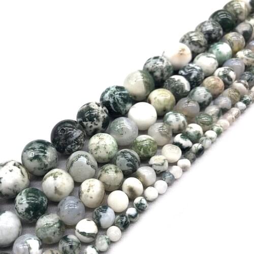 New Tree Dendritic Agat Natural Stone Beads For Jewelry Making Round Shape Beads Diy Bracelet 4mm 6mm 8mm 10mm 12mm
