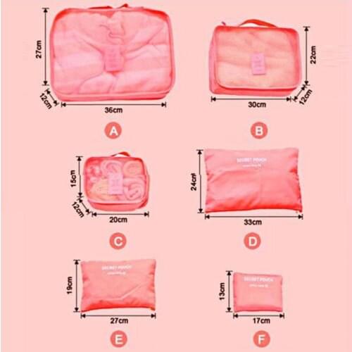 6pcs Travel Organizer Bag Clothes Pouch Portable Storage Case Luggage Suitcase Chic Bags Unisex Use Travel Accessories