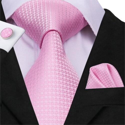 Hi-Tie New Fashion Style Mens Ties Silk Jacquard Woven Pink Ties For Men Casual Design Wedding Party Ties Gravatas C-3032