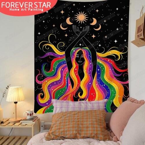 Indian Moon Phase Girl Mandala Tapestry Wall Hanging Boho decor macrame hippie Witchcraft Tapestry wall decoration cloth