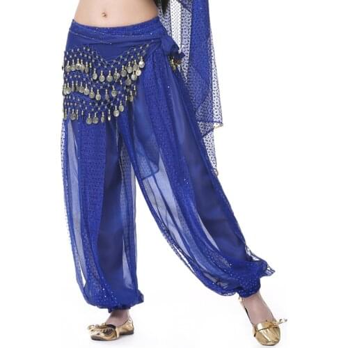 Indian Belly Dance Pants Women Harem Pants Cute Duck Chiffon Sequins Loose Hockey Pants for Female 10 colors Hot Sale