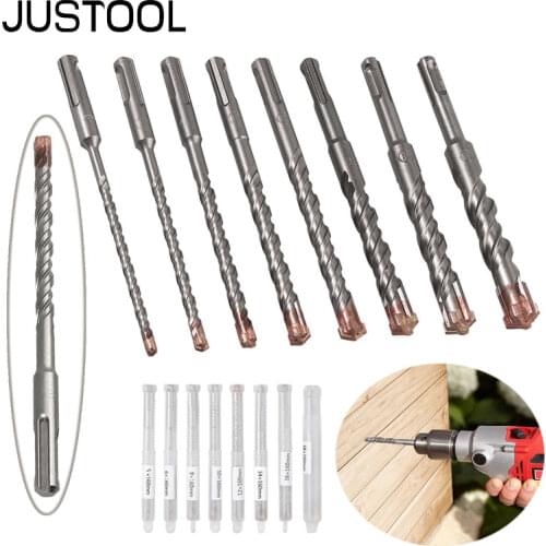 JUSTOOL 8pcs SDS Plus Hammer Electric Hammer SDS Plus Drill Bit Set For Concrete Wall Brick Block Masonry Hole Saw Drilling Bits