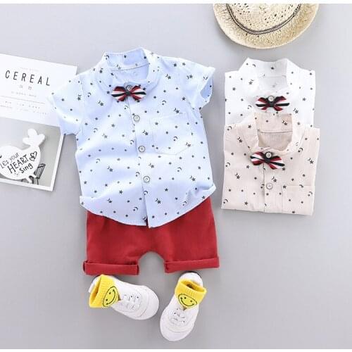 Baby Boys Summer Clothing Set Star Moon Printed T-shirts Shorts Sets 2Pcs Clothes Sets 2020 New Arrival Outfits For 12M-4Y CSS07
