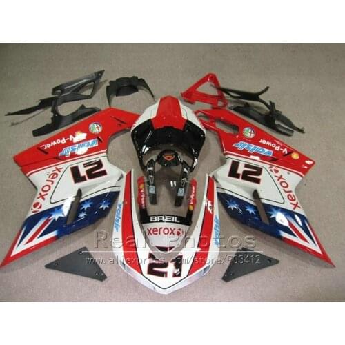 Top selling fairing kit for Ducati 848 1098 1198 07 08 09 10 11 deep blue white red fairings set 848s 1098s 2007-2011 YY38