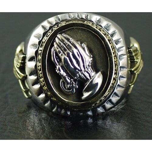 2020 new real S925 pure silver jewelry Thai silver bergamot in one mans ring and silver combined with fashion ring man