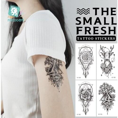 Rocooart Water Transfer Tattoo Black Nature Flower tattoo Body Art Waterproof Temporary fake Tattoo For Man Women kid 10.5*6cm