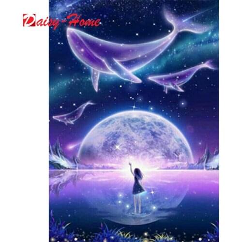 Full Square 5D DIY Diamond Painting Whale Cartoon Diamond Embroidery Cross Stitch Animals Dolphin Rhinestone Mosaic Home Decor