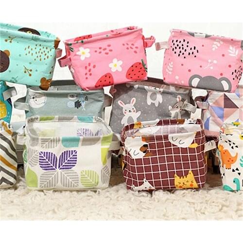 Dustproof Storage with Drawstring Cover Multi-Function Fabric Storage Basket Cotton and Linen Household Quilt Seasonal Storage