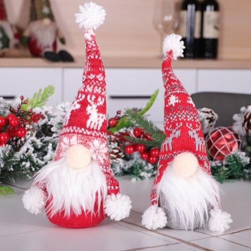 Christmas Decoration Gifts Rudolph Forest Elder Ornaments Knitted Cloth Santa Dolls Without Legs And Faces Cotton рождество Toy