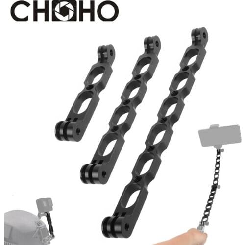 For Gopro Accessories CNC 3 Way Aluminium Mount Helmet Arm Extension Pole selfie stick for Go Pro 9 8 Max Xiaomi Yi DJI Camera