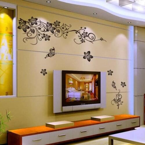 Hee Grand Removable Wall-papers Wall Stickers Vinyl Mural Decal Art - Flowers and Vine Creative Wallpaper Home Wall Sticker