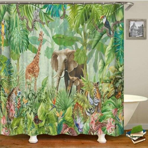 Cute Nimals In A Cartoon Zoo Shower Curtains Waterproof Polyester Fabric Bathroom Curtains For Home Decor