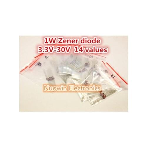 1W Zener diode 3.3V-24V 14values*10pcs=140pcs Electronic Components Package Zener diode Assorted Kit