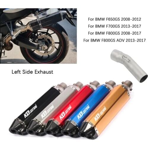 For BMW F650GS F700GS F800GS ADV Motorcycle Exhaust Pipe Middle Link Pipe Slip On 51mm Dual-outlet Escape No DB Killer Left Side