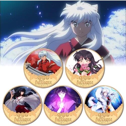 High Quality Inuyasha Gold Plated Coin Collectibles with Coin Box Japanese Anime Challenge Coins