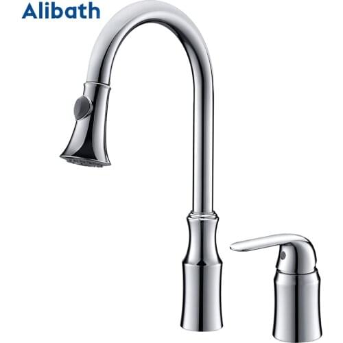 Pull Out Kitchen Faucets with Sprayer Bathroom Basin Sink Faucets 2 Spraying Modes 360° Rotating Solid Brass Water Tap