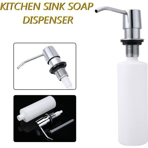 Replacement Kitchen Sink Dispenser Pump Lotion Storage Bottle for Shampoo Liquid Soap Stainless Steel Bathroom Sink Kits 300ml