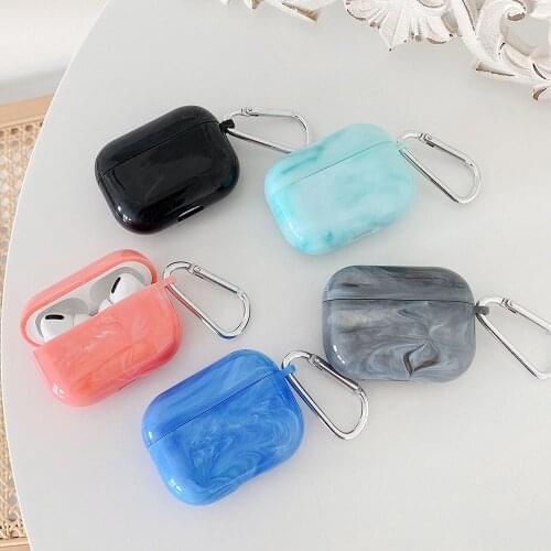 Bluetooth Earphone Protective Cover For Apple AirPods 1 2 Case Marble Glossy Hard PC Shell for AirPod Pro Air Pods Coque Hooks