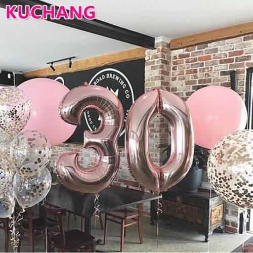 1pc 16/30/40inch Rose Gold Gradual Fruit Green Number Foil Balloon 0-9 Birthday Party Wedding Anniversary Decoration Baby Shower