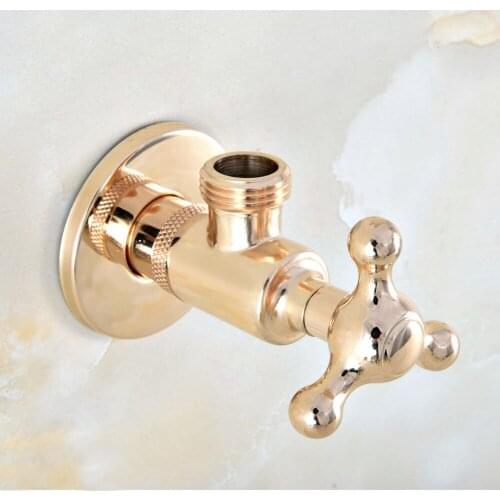 1 Pcs Gold Color Brass Bathroom Hardware Accessories 1/2" male Angle Stop Valve Dav015