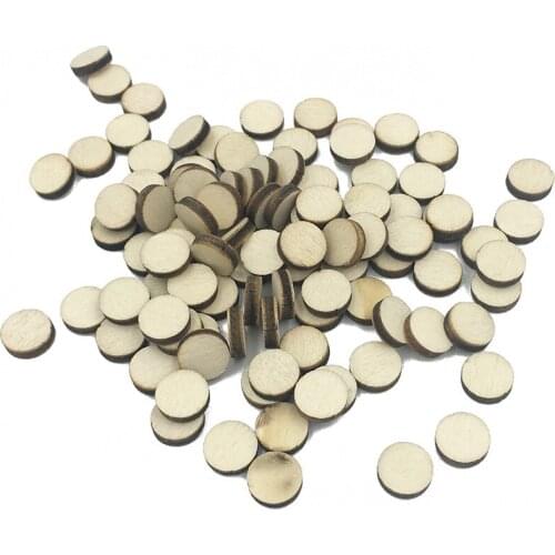 100pcs 10mm 0.39inch Natural Round Wooden Slices Unfinished Wood Diy Scrapbooking Embellishment Home Supplies Card Crafts
