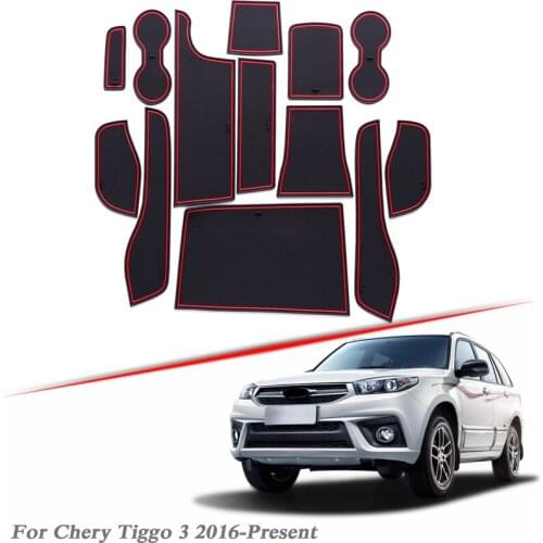 13pcs Car Styling Gate slot pad For Chery Tiggo 3 2016-Present Silica Gel Door Groove Mat interior Non-slip dust Accessories