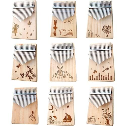 17 Keys Tones Kalimba Thumb Finger Piano Solid Wooden Pine Body Beginner Musical Instrument Keyboard With Accessories Kid Gift