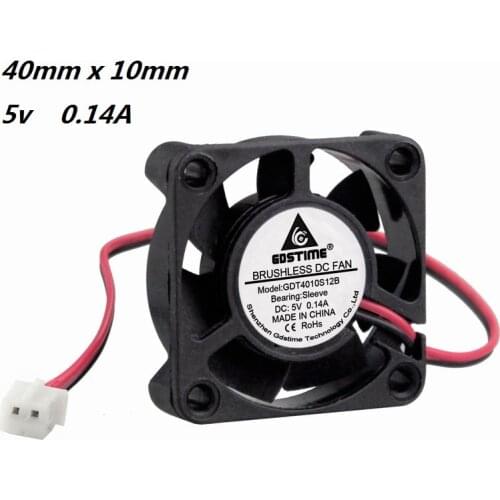 5Pcs Gdstime 2-Wire PH2.0 4cm 40mm x 10mm 40x40x10mm 5V Brushless DC Cooling Fan 4010