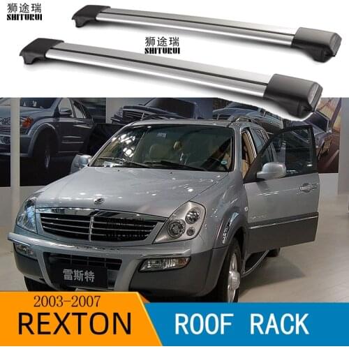 2Pcs Roof bars For SSANGYONG Rexton 2003-2007 1TH suv Aluminum Alloy Side Bars Cross Rails Roof Rack Luggage