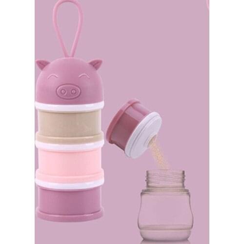3 layer Cute Style Portable Baby Food Storage Box Essential Cereal Cartoon Milk Powder Boxes Toddle Kids Snacks Container
