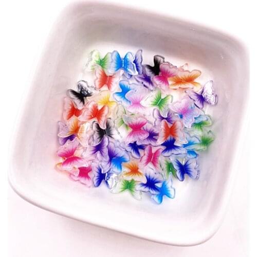30Pcs 3D Colorful Wheel Mini Butterfly Flatback Rhinestone Appliques DIY Wedding Scrapbook Nail Art Craft J19
