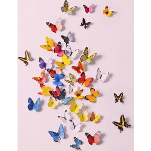 12pcs/lot 3D Wall Stickers Home Butterfly Decoration Simulation Buterfly Bedroom Living Room Decal Magnet Crafts Interior Design