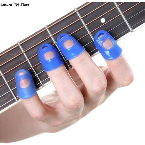 4Pcs/Set Silicone Finger Guards Guitar Fingertip Protectors For Ukulele Guitar S M L