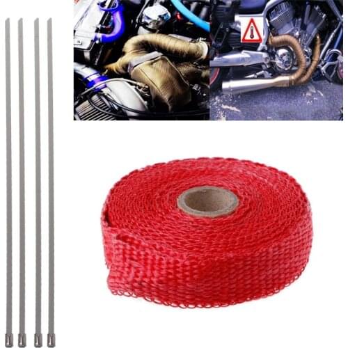 5M Car Motorcycle Turbo Manifold Heat Exhaust Wrap Tape Thermal Stainless Ties