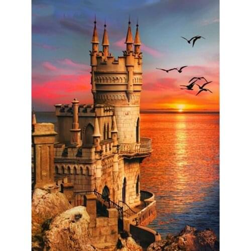 5D Diamond Painting Beautiful Sea Square Rhinestone Picture Embroidery Mosaic Cross Stitch Boat WG2138