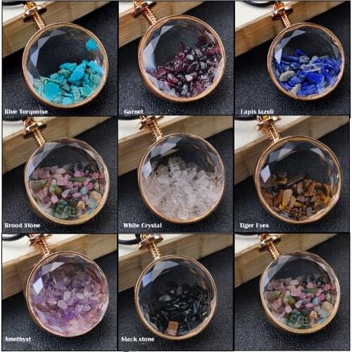 6pcs/lot Amethysts Tourmaline Wishing Bottle Pendants Tiger Eye Natural Stone Drifting Bottle Necklace Pendant Female Jewelry