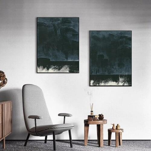 Abstract Nordic Advanced Blue Pigment Wall Art Print Poster Canvas Panting Decoration Picture for Living Room Bedroom Home Decor