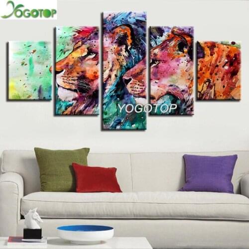 DIY Diamond Painting Animal Lion Full Drill mosaic Diamant Embroidery Handcraft Kit Home Decor Abstract Colorful 5 Piece ML1062