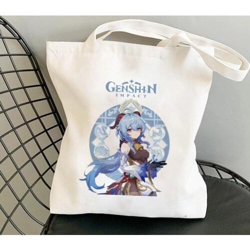 Game Genshin Impact Anime Tote Bag Shopper Bags Shoulder Bag Large Capacity Women Canvas Handbag Reusable Eco Bags Shopping Bag