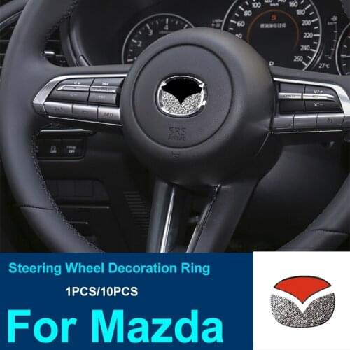 Car interior Steering wheel Emblem Decal 3D With Diamond Sticker for CX-5 CX-7 CX-9 RX8 1 2 3 4 7 MPV MX5 Car Styling