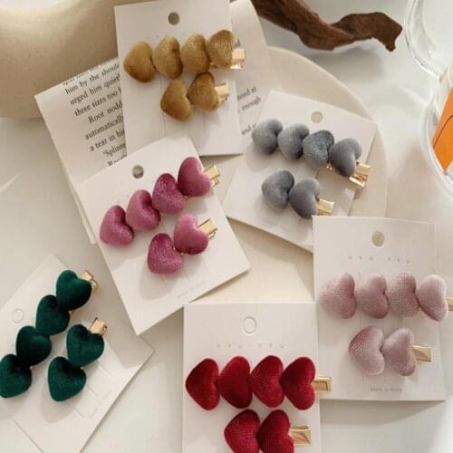 Velvet Love Hair Clip Sweet Bangs Clip Hairpin Female Autumn And Winter Side Clip Japanese Hair Accessories