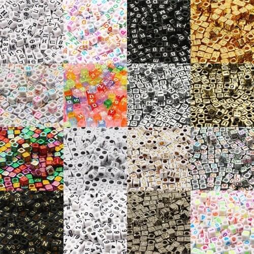100/200/300/400/500pcs Mixed Letter Acrylic Beads Russia Alphabet Round Square Cube Number Beads For Jewelry Making Diy Bracelet