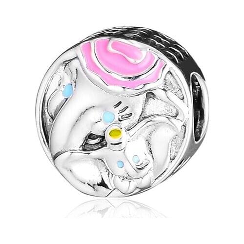 2019 New Cartoon Dumbo & Mrs Jumbo Elephant Color Beads for Women Bracelets Silver 925 Original Charm Beads for Jewelry Making