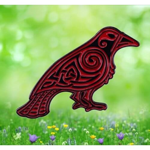 Odin Raven Viking Knot Hugin and Munin Enamel Pin Norse Mythology Morrigan the pagan Goddess Witch Edgar Allan Poe brooch